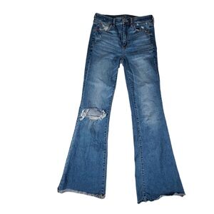 American Eagle Blue Flare Wide Leg Jeans